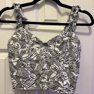 Black and White Patterned Women's Tank Top